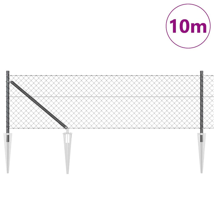 Vidaxl gaashek met grondpennen 10 x 0,4 m pvc-coated staal grijs mesh