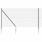 Vidaxl gaashek met grondpennen 10 x 1 m pvc-coated staal grijs mesh - afbeelding 2