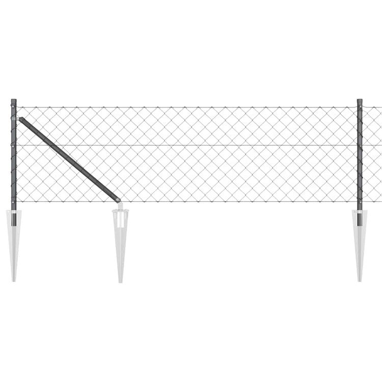Vidaxl gaashek met grondpennen 10 x 0,6 m pvc-coated staal grijs mesh