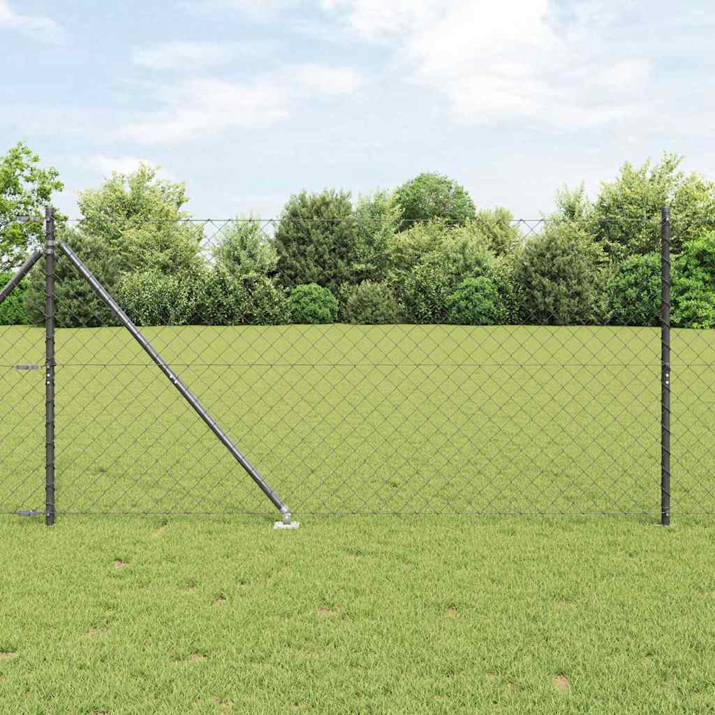 Vidaxl gaashek met grondpennen 10 x 1,2 m pvc-coated staal grijs mesh