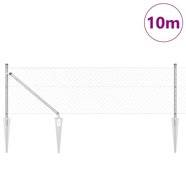 Vidaxl gaashek met grondpennen 10 x 0,6 m gegalvaniseerd staal zilver