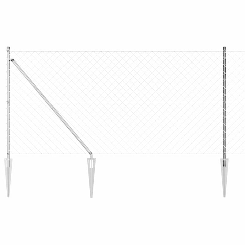 Vidaxl afrasteringspaal zilver 10 x 1 m (60 x 60 mm gaas) staal