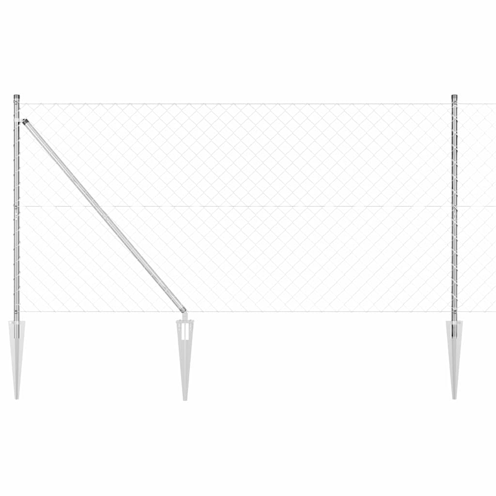 Vidaxl gaashek met grondpennen 10 x 1,2 m gegalvaniseerd staal zilver