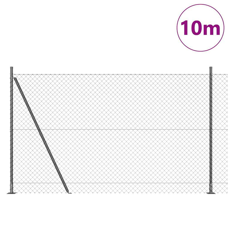 Vidaxl gaashek met betonnen voetstuk 10 x 1,5 m pvc-coated staal grijs