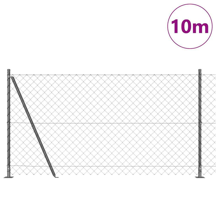 Vidaxl gaashek met betonnen voetstuk 10 x 1,2 m pvc-coated staal grijs