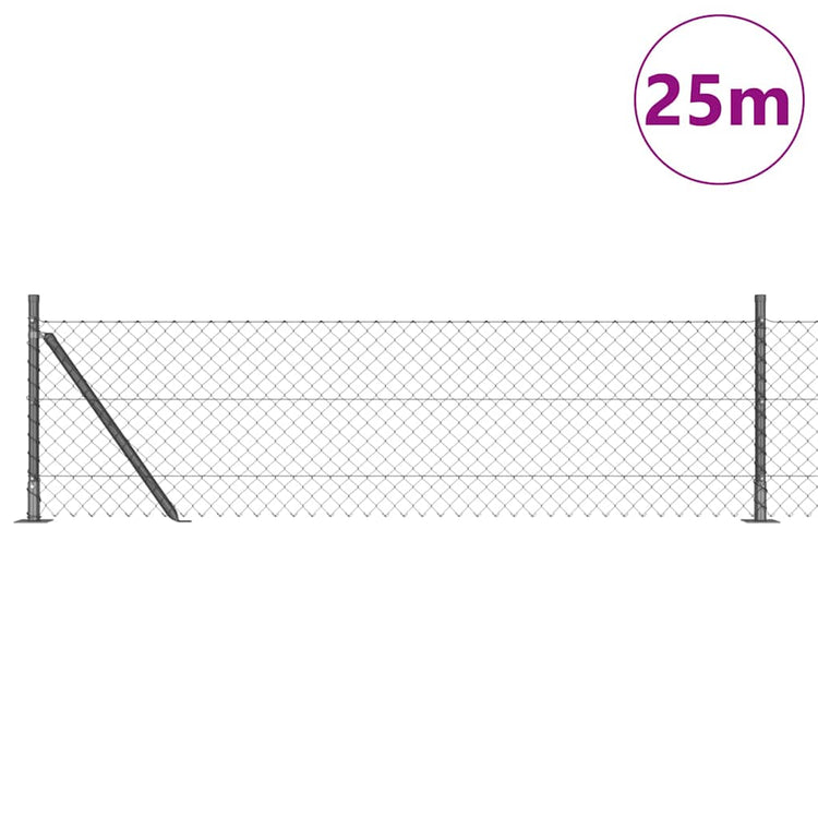 Vidaxl gaashek met betonnen voetstuk 25 x 0,4 m pvc-coated staal grijs