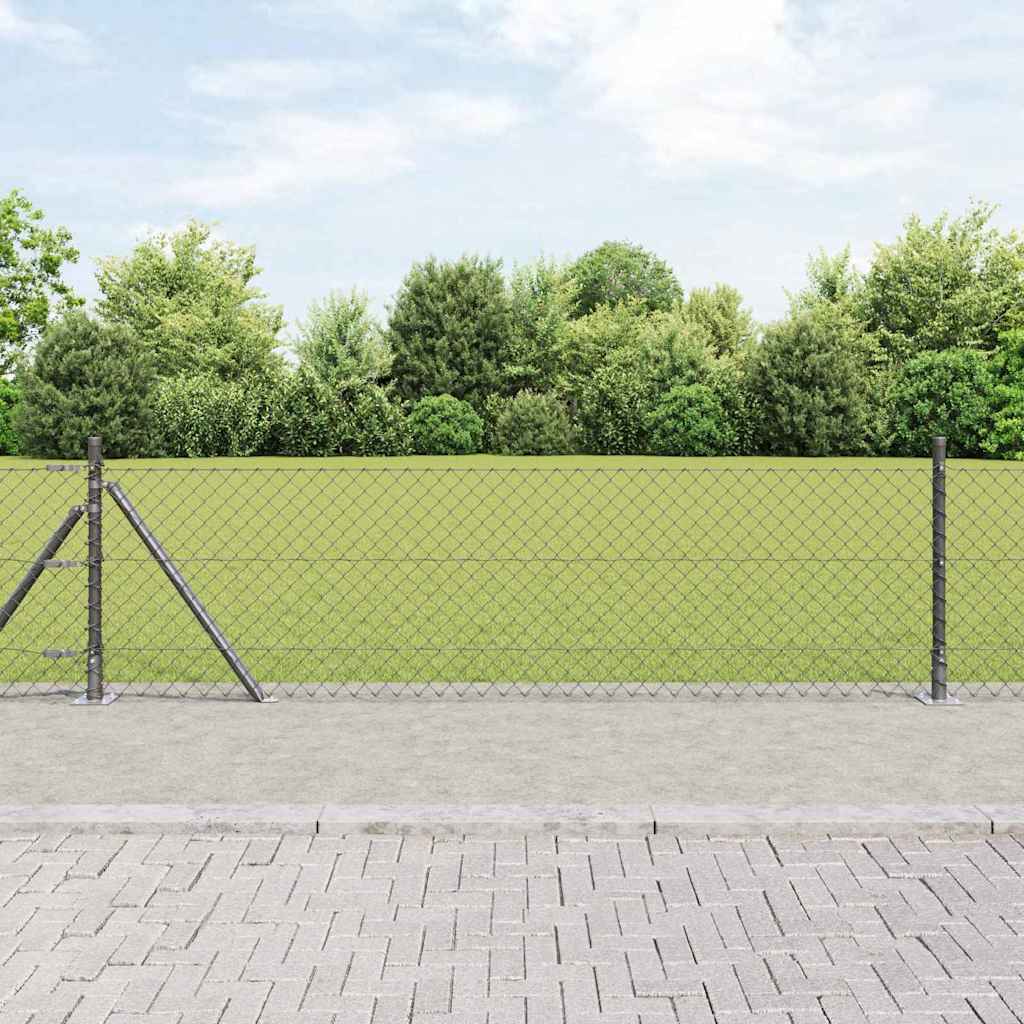 Vidaxl gaashek met betonnen voetstuk 25 x 0,4 m pvc-coated staal grijs