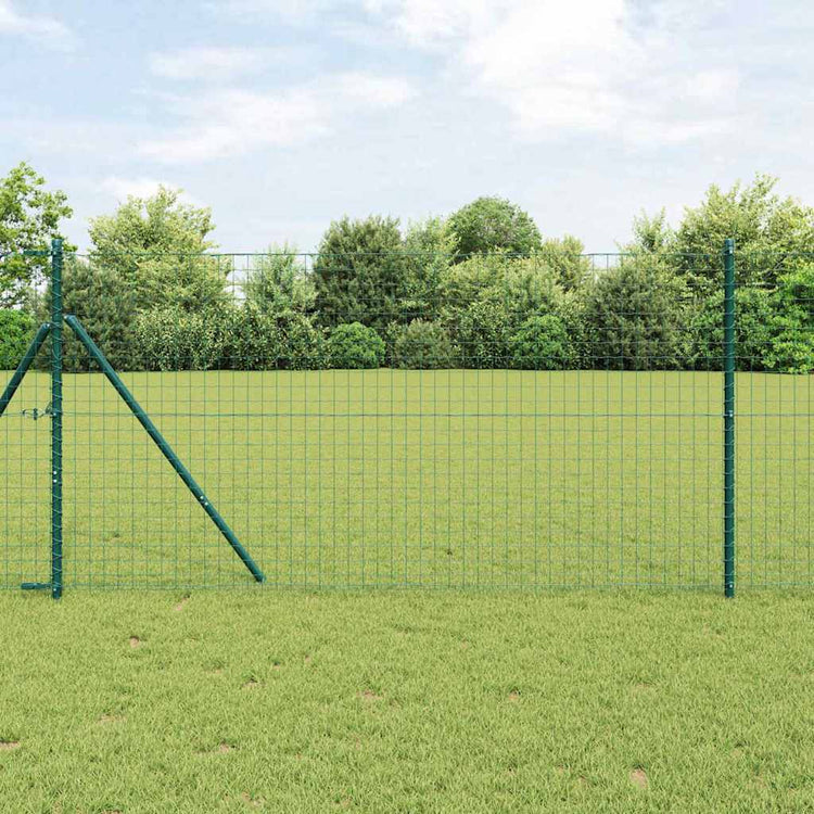 Vidaxl euro-hek met grondbevestiging 10 x 1,4 m pvc-coated staal groen