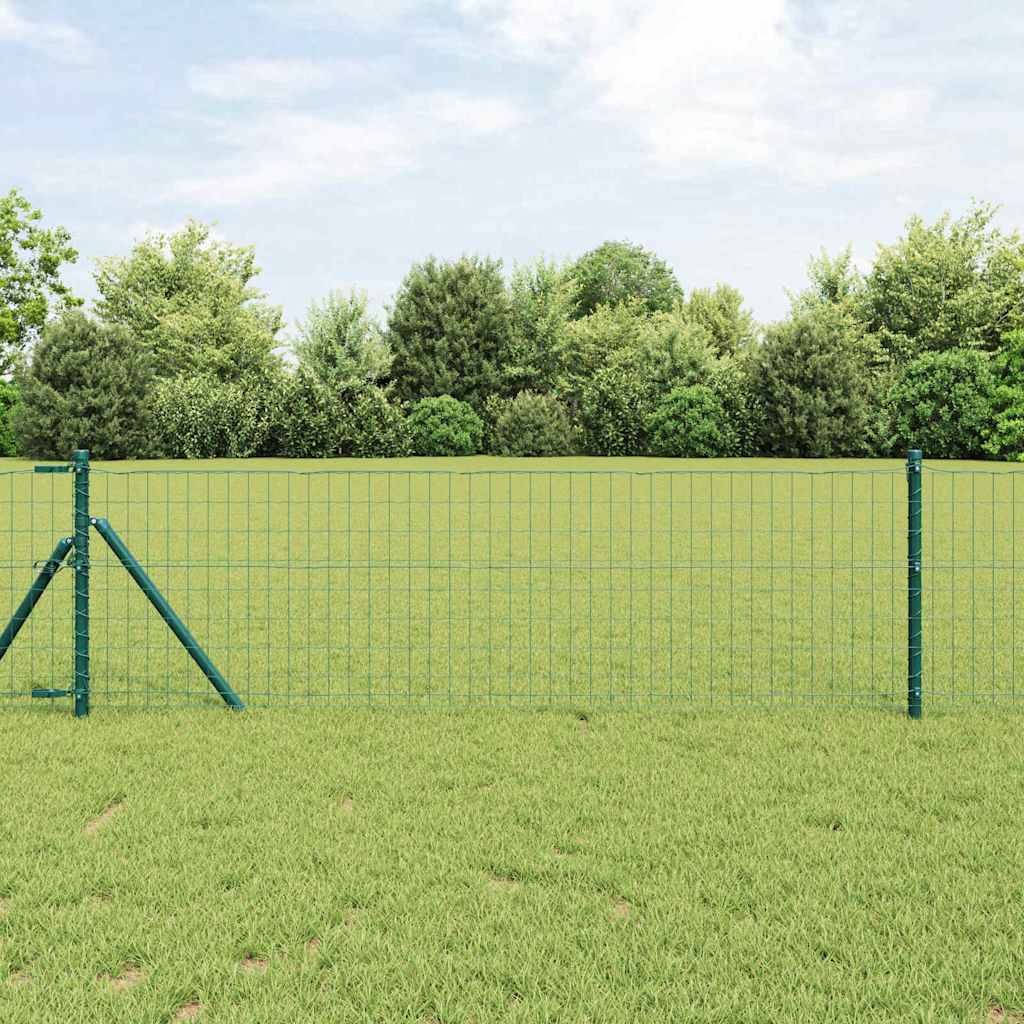 Vidaxl euro-hek met grondbevestiging 10 x 0,8 m pvc-coated staal groen