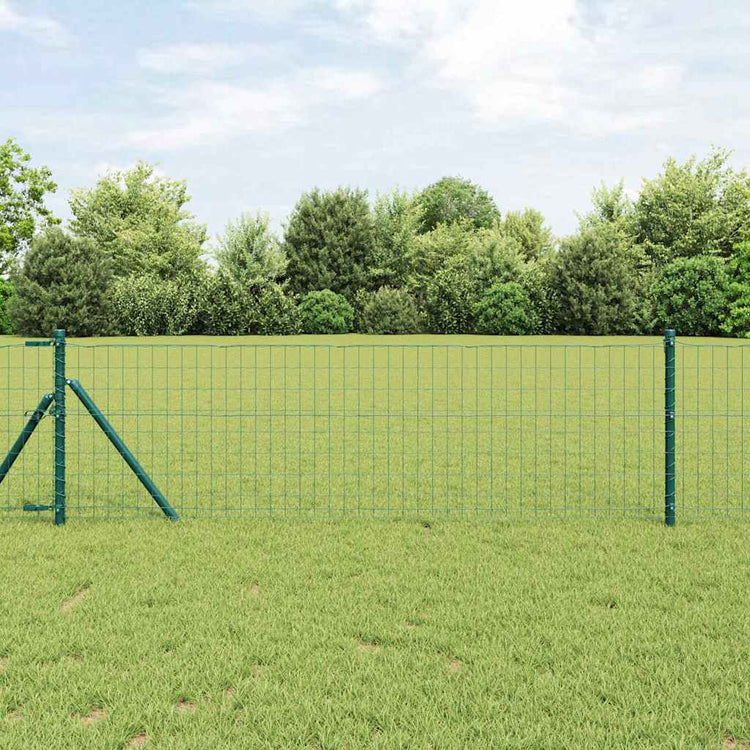 Vidaxl euro-hek met grondbevestiging 10 x 0,8 m pvc-coated staal groen