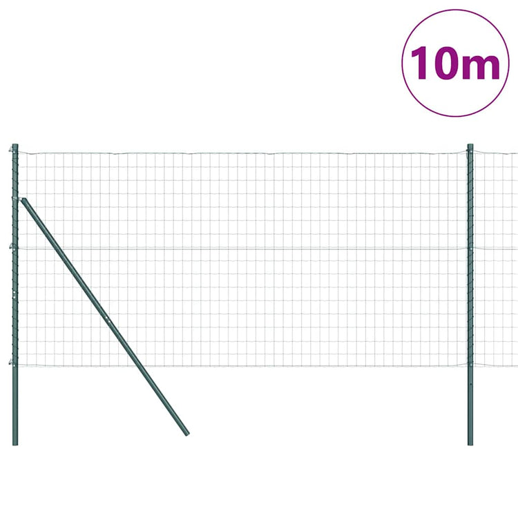 Vidaxl euro-hek met grondbevestiging 10 x 1,2 m pvc-coated staal groen