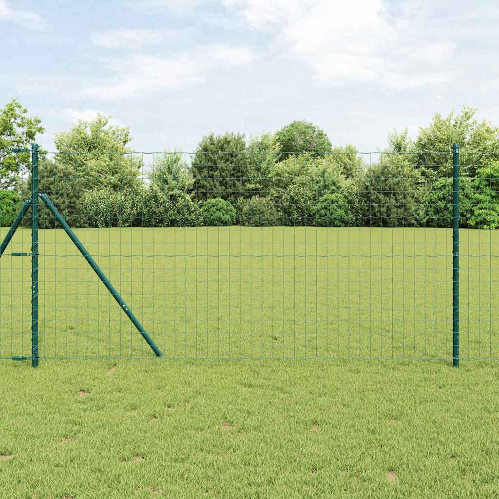 Vidaxl euro-hek met grondbevestiging 10 x 1,4 m pvc-coated staal groen
