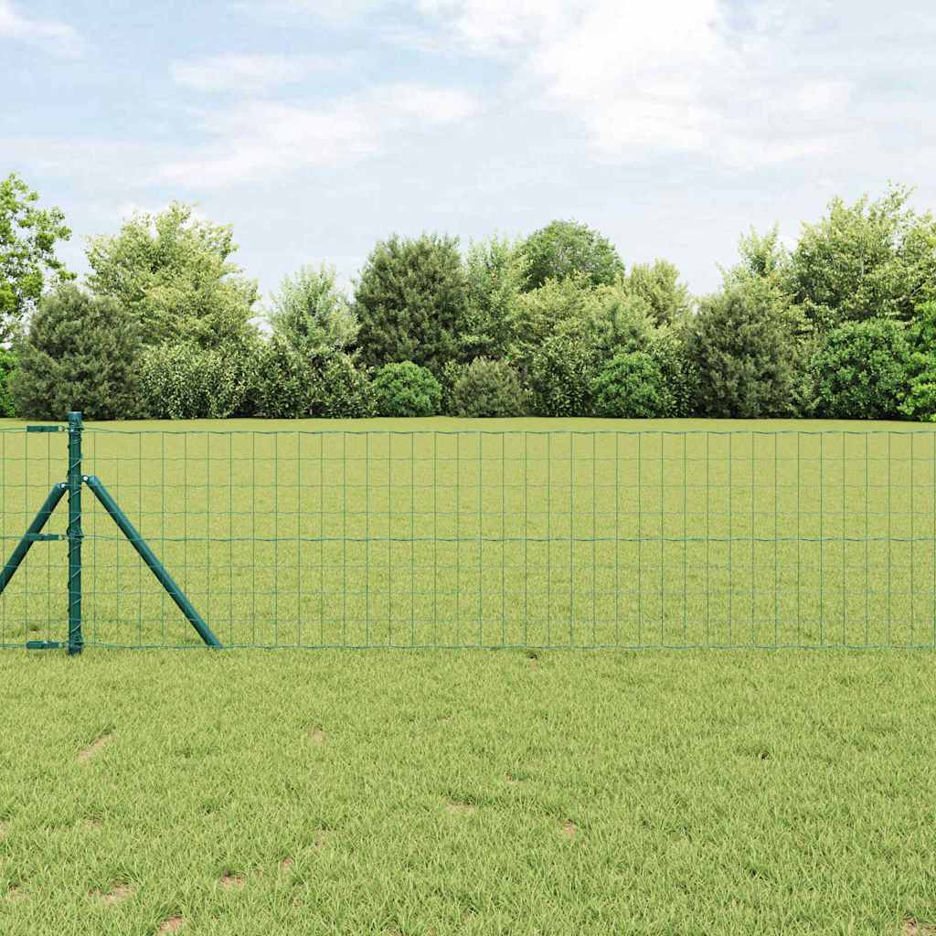 Vidaxl euro-hek met grondbevestiging 25 x 0,8 m pvc-coated staal groen