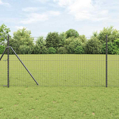 Vidaxl hek met paal grijs 1,4 x 10 m staal en pvc