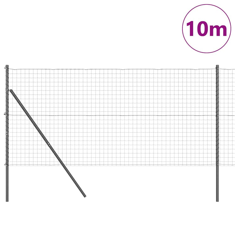 Vidaxl euro-hek met grondbevestiging 10 x 1,4 m pvc-coated staal grijs