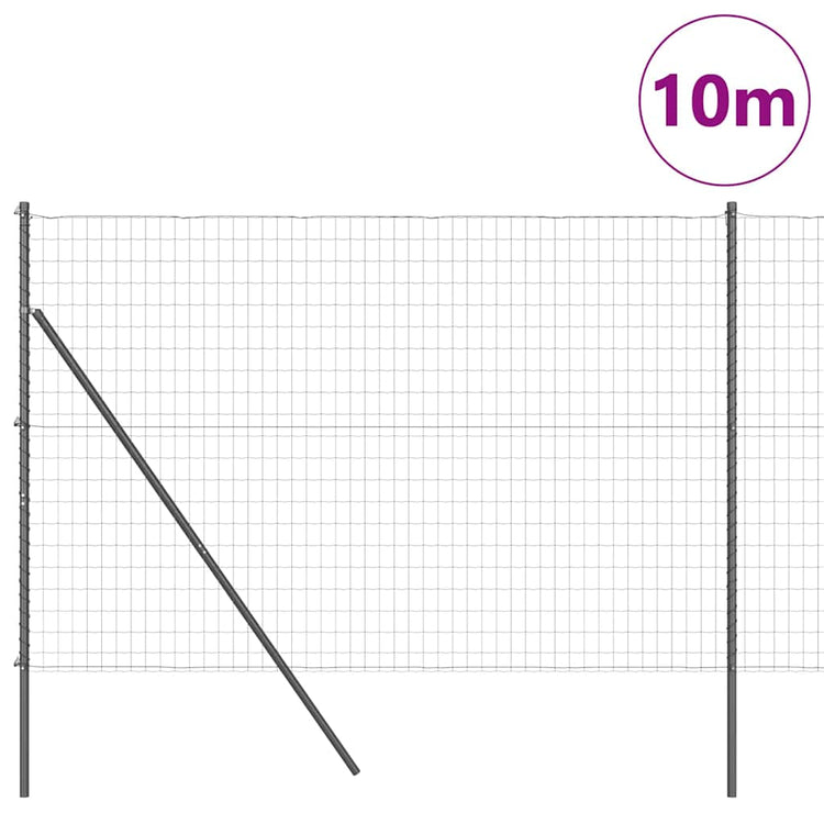 Vidaxl euro-hek met grondbevestiging 10 x 1,5 m pvc-coated staal grijs