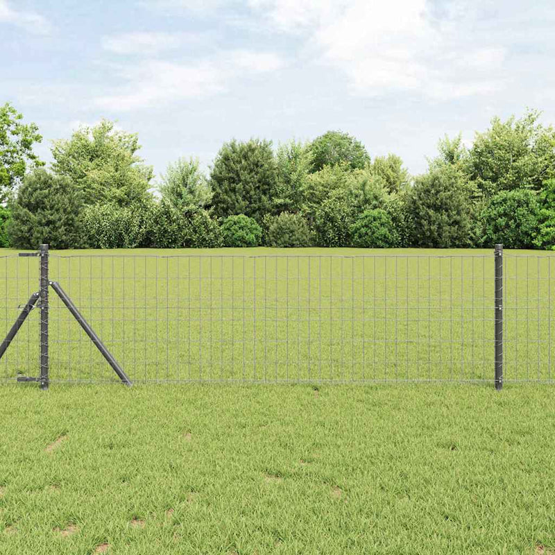 Vidaxl hek met paal grijs 0,8 x 10 m staal en pvc