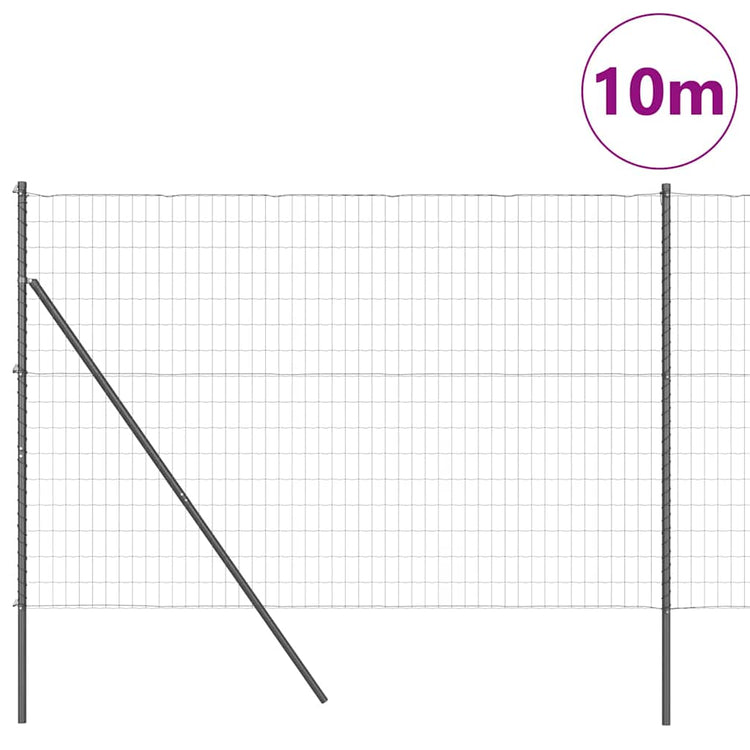 Vidaxl euro-hek met grondbevestiging 10 x 1,5 m pvc-coated staal grijs