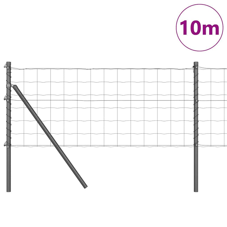 Vidaxl euro-hek met grondbevestiging 10 x 0,8 m pvc-coated staal grijs