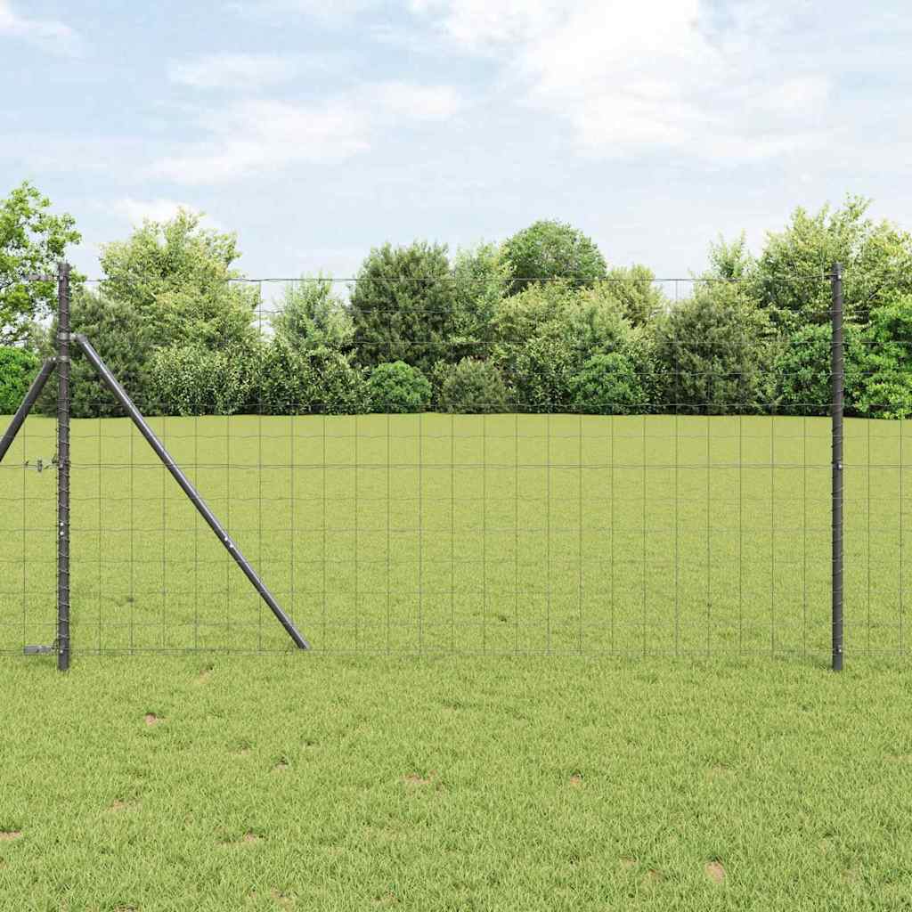 Vidaxl euro-hek met grondbevestiging 10 x 1,4 m pvc-coated staal grijs