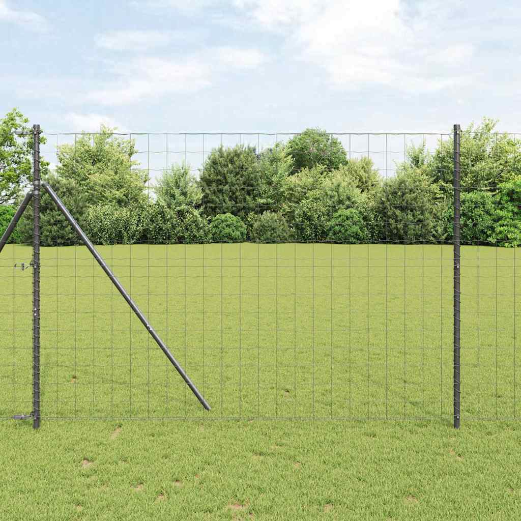 Vidaxl hek met paal grijs 1,5 x 10 m staal