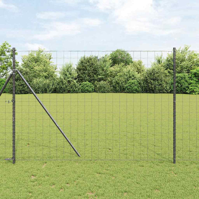 Vidaxl euro-hek met grondbevestiging 10 x 1,5 m pvc-coated staal grijs