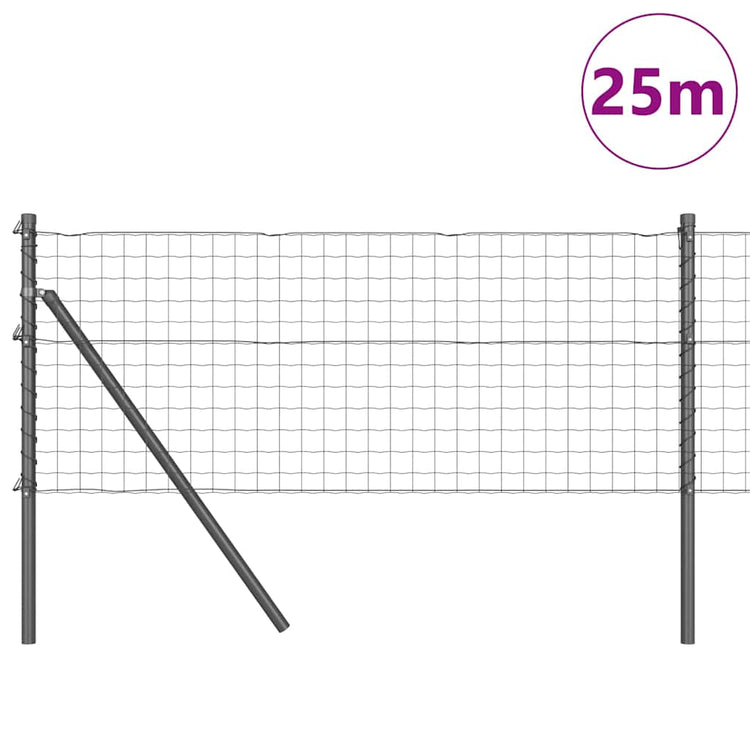 Vidaxl hek met paal grijs 0,8 x 25 m staal en pvc