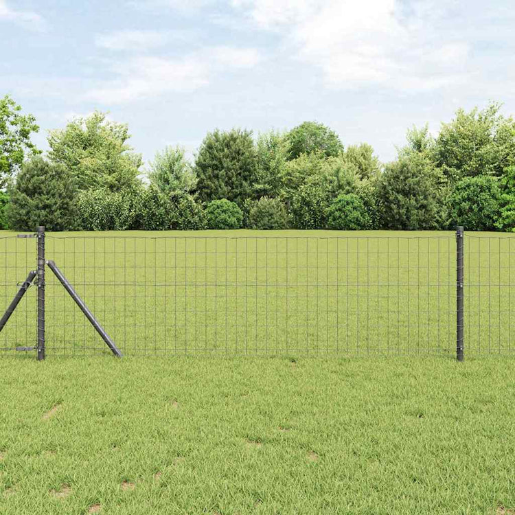 Vidaxl euro-hek met grondbevestiging 25 x 0,8 m pvc-coated staal grijs
