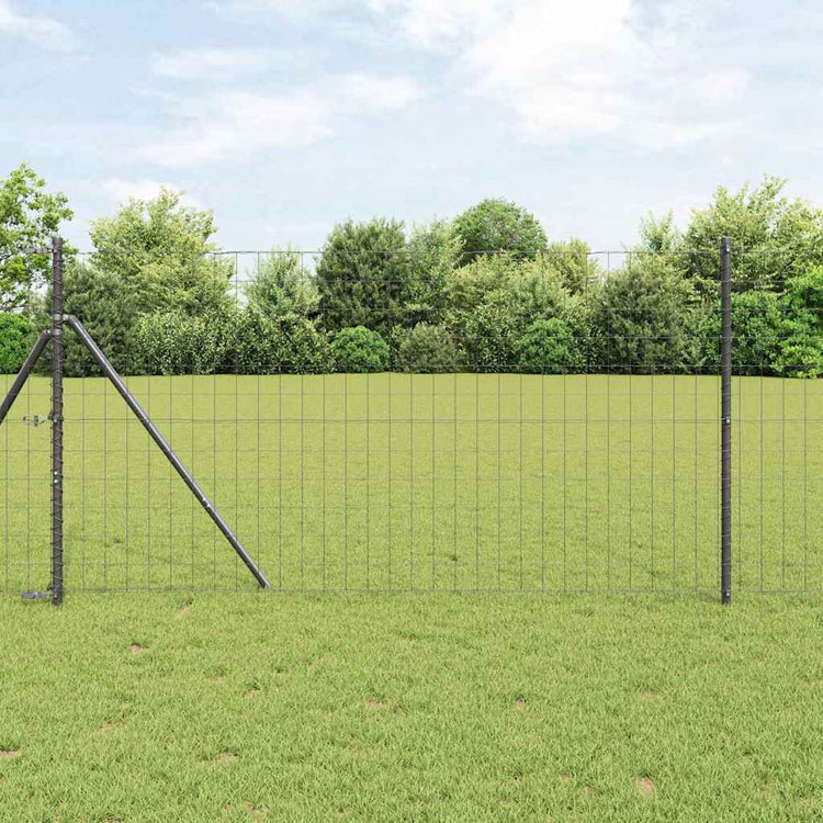 Vidaxl euro-hek met grondbevestiging 25 x 1 m pvc-coated staal grijs