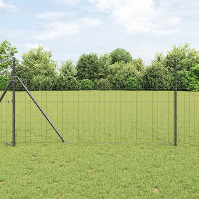Vidaxl hek met paal grijs 1 x 25 m staal en pvc