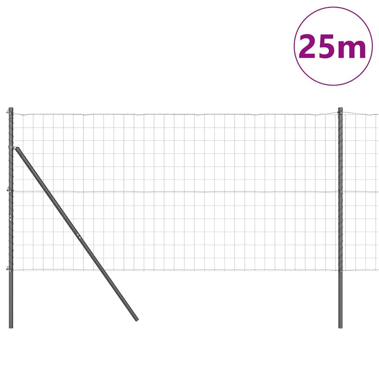 Vidaxl euro-hek met grondbevestiging 25 x 1 m pvc-coated staal grijs