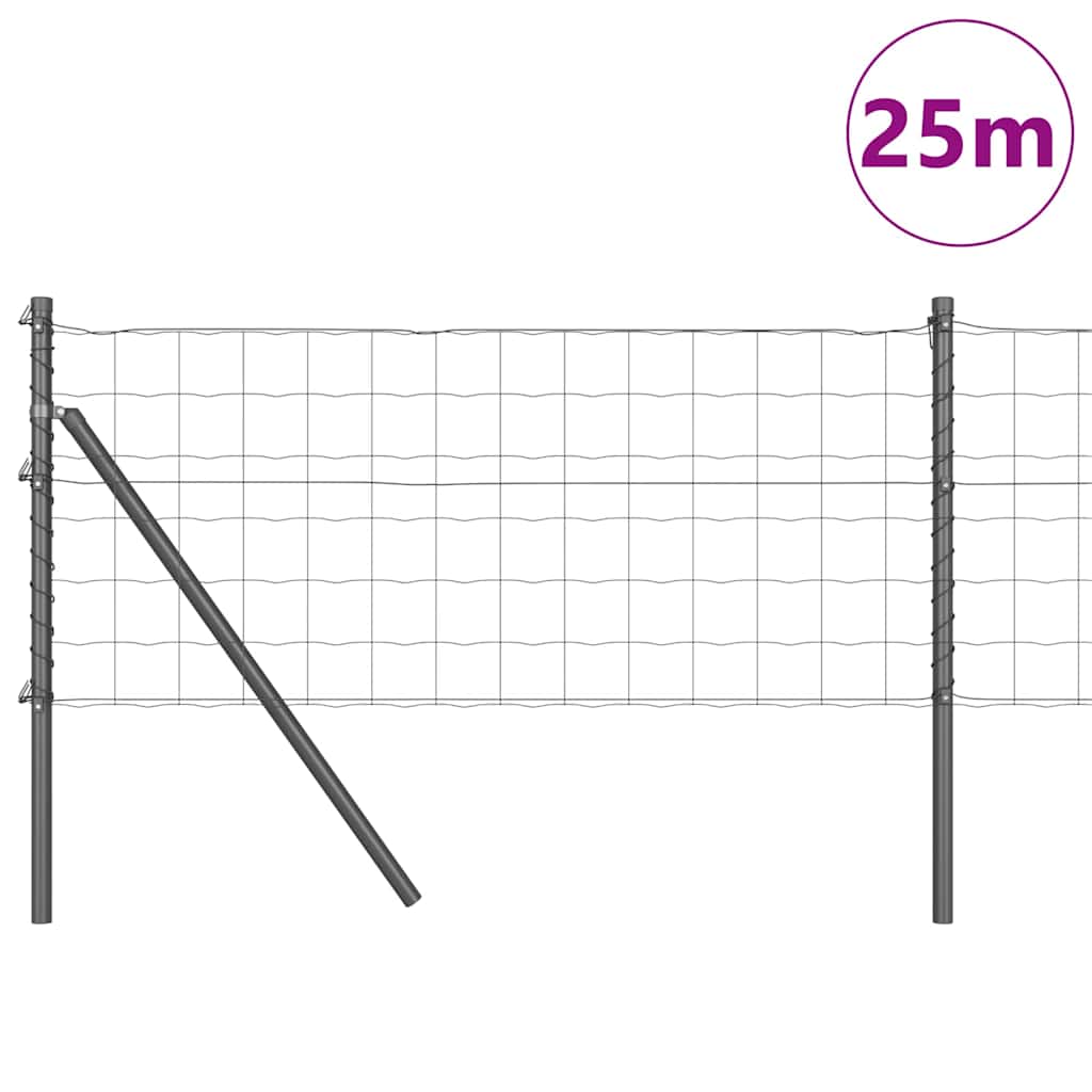 Vidaxl hek met paal grijs 0,6 x 25 m staal en pvc