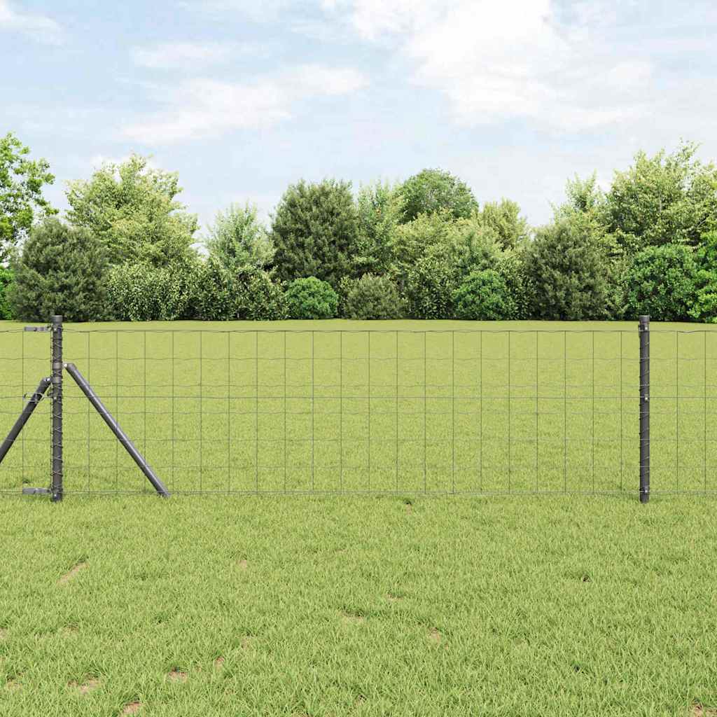 Vidaxl euro-hek met grondbevestiging 25 x 0,8 m pvc-coated staal grijs
