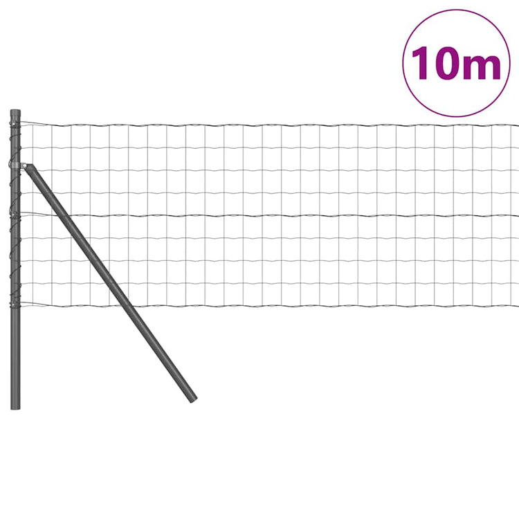 Vidaxl euro-hek met grondbevestiging 10 x 0,6 m pvc-coated staal grijs