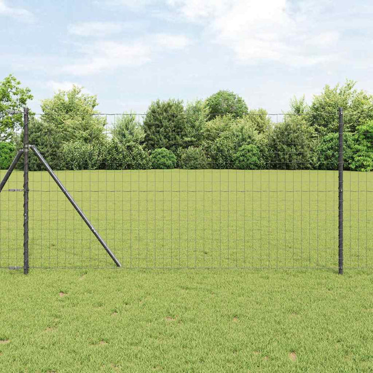 Vidaxl euro-hek met grondbevestiging 10 x 1,2 m pvc-coated staal grijs