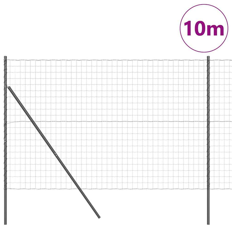 Vidaxl euro-hek met grondbevestiging 10 x 1,6 m pvc-coated staal grijs