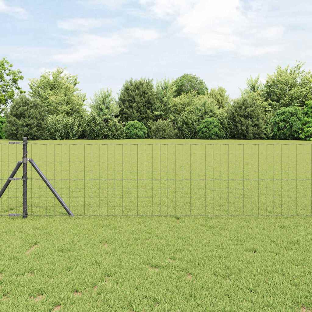 Vidaxl euro-hek met grondbevestiging 25 x 0,4 m pvc-coated staal grijs