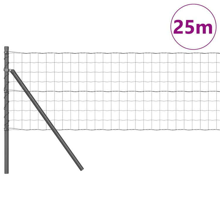 Vidaxl euro-hek met grondbevestiging 25 x 0,8 m pvc-coated staal grijs
