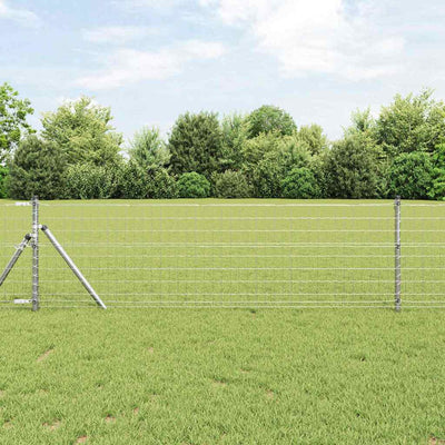Vidaxl hek met paal zilver 0,4 x 25 m staal en pvc