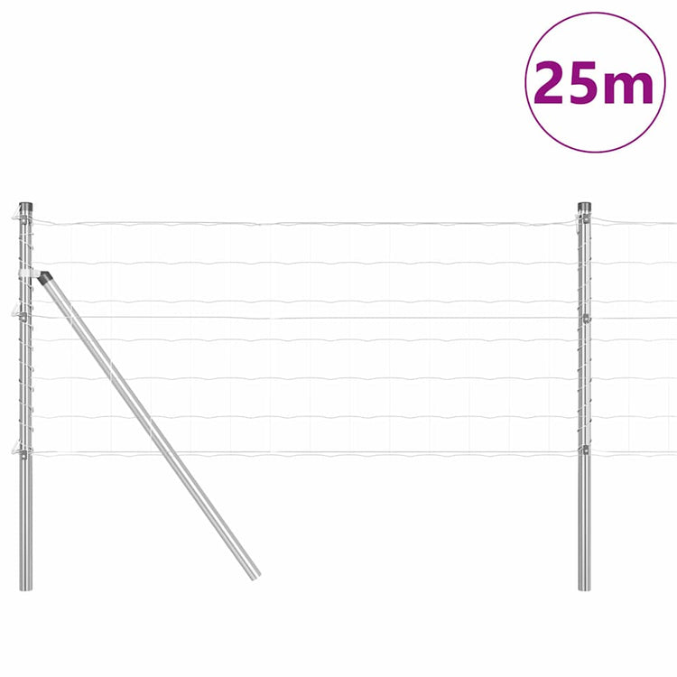 Vidaxl euro-hek met grondbevestiging 25 x 0,8 m gegalvaniseerd staal