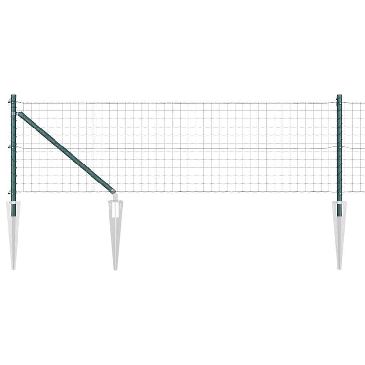 Vidaxl euro-hek met grondpennen 10 x 0,8 m pvc-coated staal groen mesh