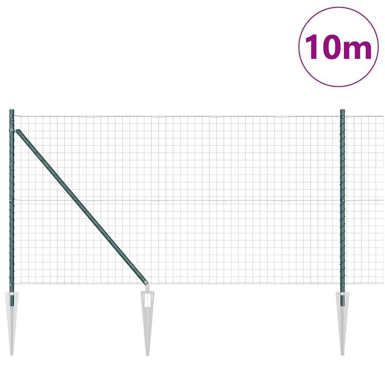 Vidaxl euro-hek met grondpennen 10 x 1 m pvc-coated staal groen mesh