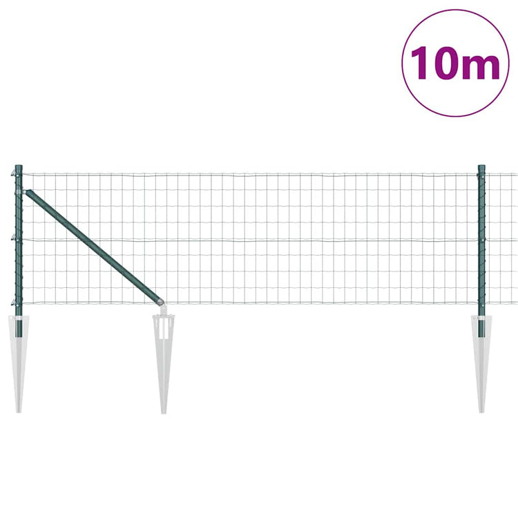 Vidaxl euro-hek met grondpennen 10 x 0,6 m pvc-coated staal groen mesh
