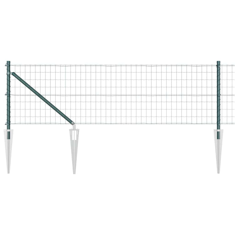 Vidaxl euro-hek met grondpennen 10 x 0,8 m pvc-coated staal groen mesh