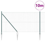 Vidaxl euro-hek met grondpennen 10 x 1 m pvc-coated staal groen mesh - afbeelding 3