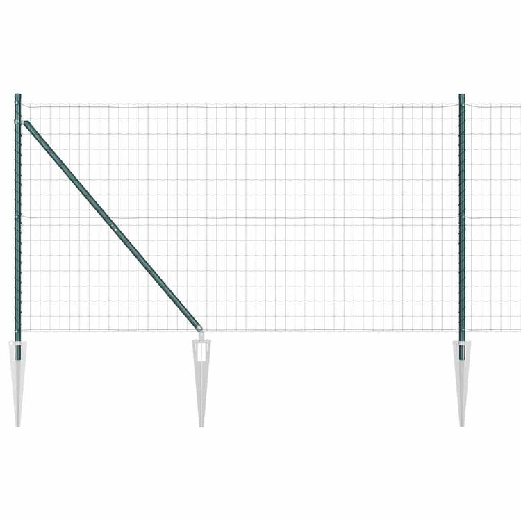 Vidaxl euro-hek met grondpennen 10 x 1,4 m pvc-coated staal groen mesh
