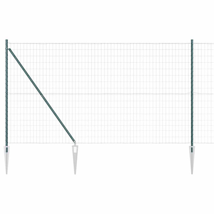 Vidaxl euro-hek met grondpennen 10 x 1,5 m pvc-coated staal groen mesh