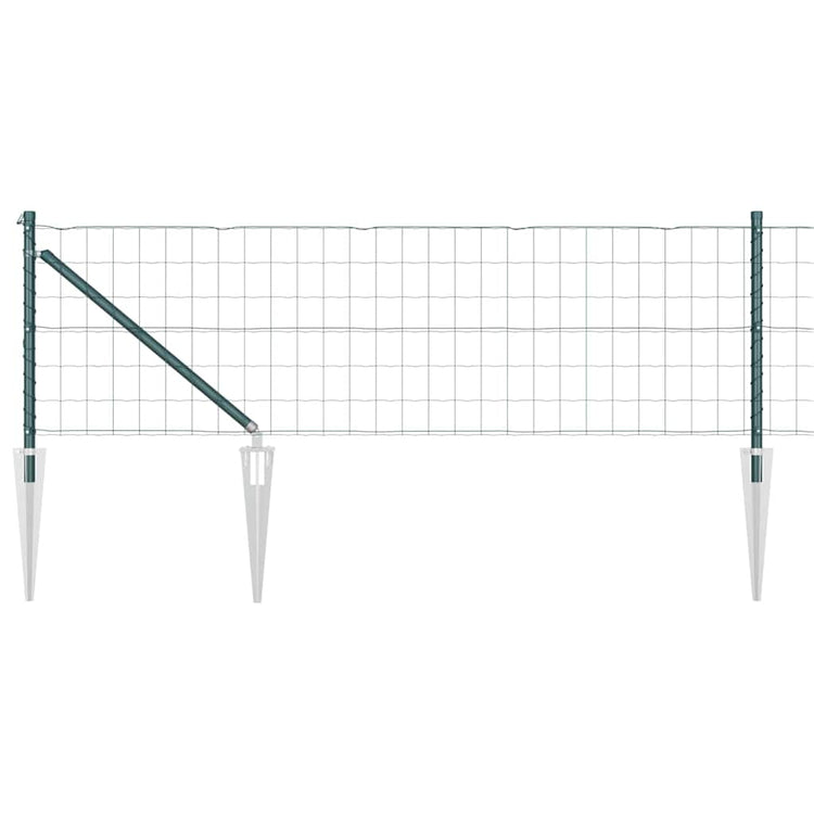Vidaxl euro-hek met grondpennen 10 x 0,8 m pvc-coated staal groen mesh