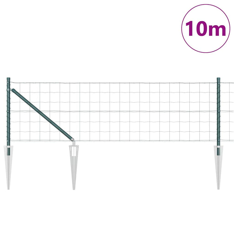 Vidaxl euro-hek met grondpennen 10 x 0,4 m pvc-coated staal groen mesh