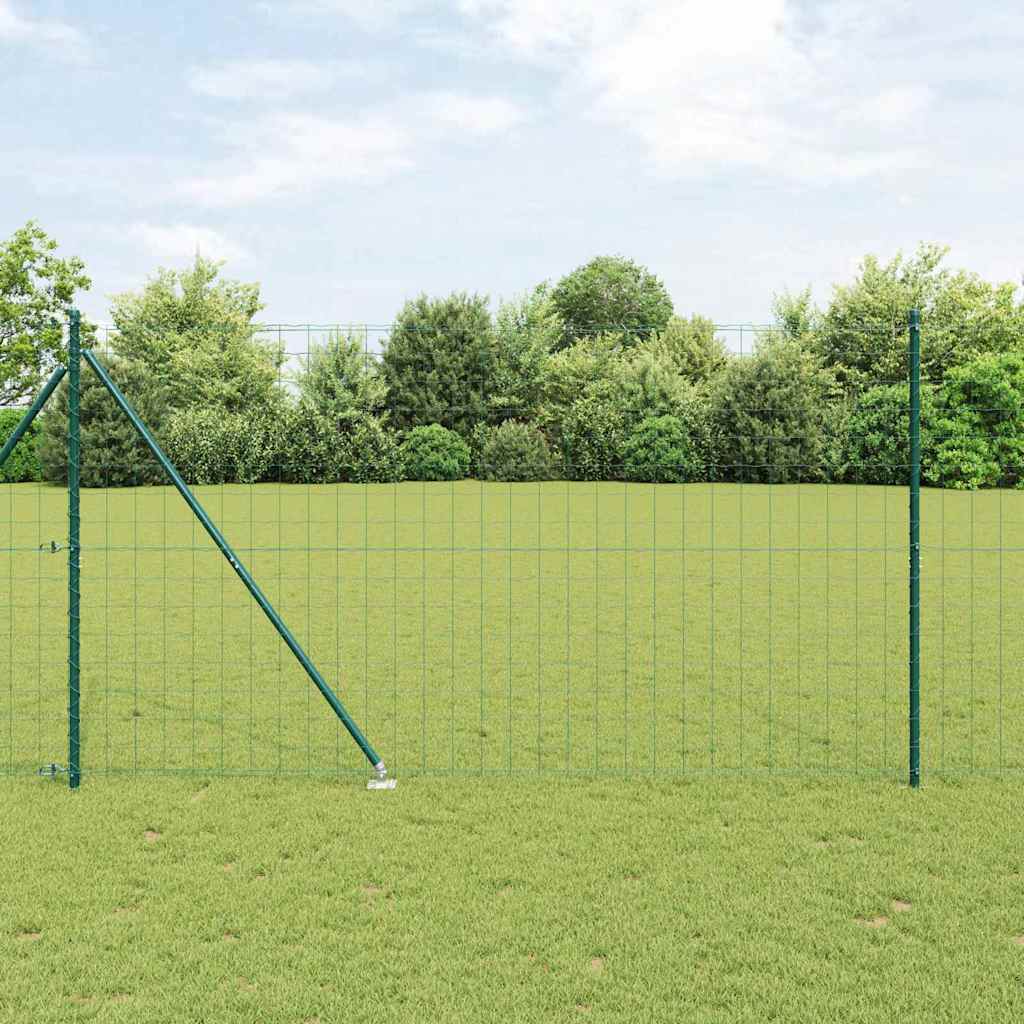 Vidaxl euro-hek met grondpennen 10 x 1,5 m pvc-coated staal groen mesh